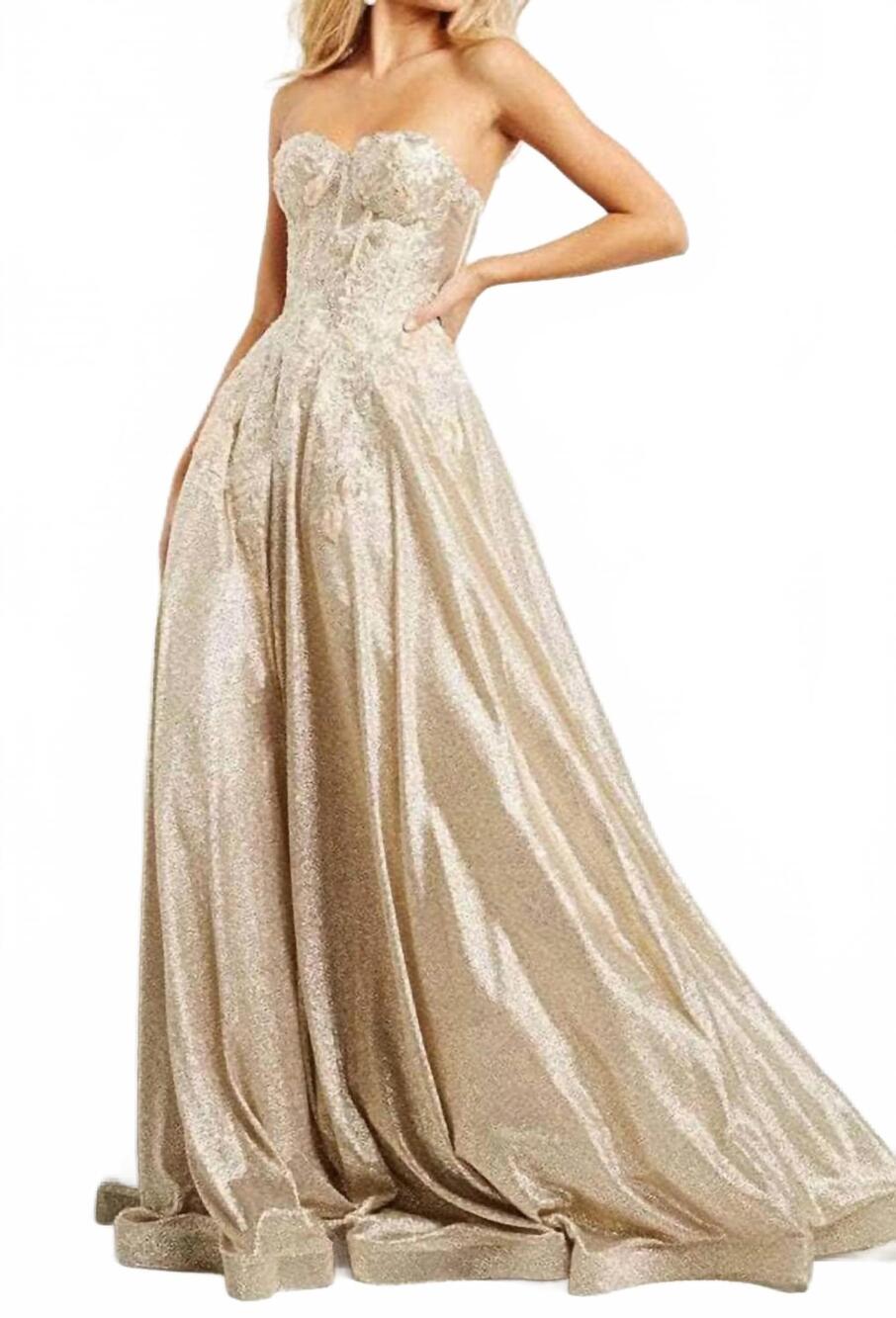 NEW JOVANI sweetheart strapless prom gown in gold - Picture 5 of 5